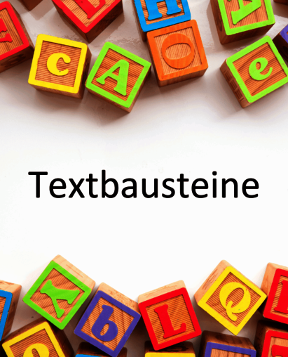 Sujet Textbausteine bunte Würfel