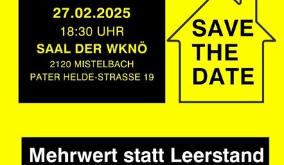 Flyer Save the Date Mehrwert statt Leerstand