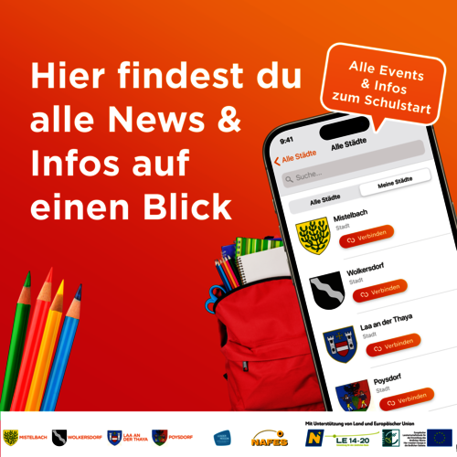 Werbesujet CITIES App Schulbeginn_Handy und Schultasche mit Stiften