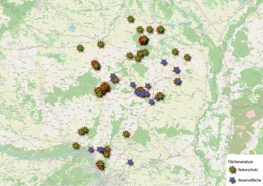 Landkarte des Weinviertels in der die Flächen für Beweidung kartiert sind.